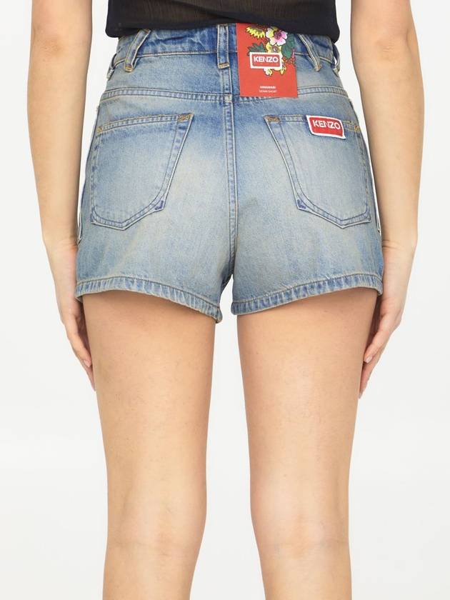 Light-Blue Denim Shorts - KENZO - BALAAN 4