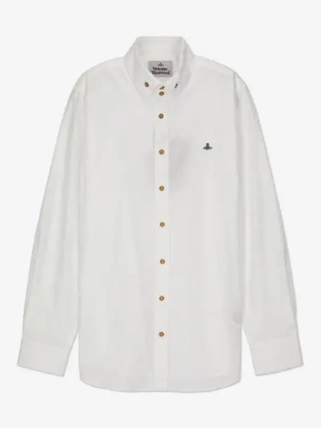 Men's Embroidered ORB Logo Long Sleeve Shirt White - VIVIENNE WESTWOOD - BALAAN 2