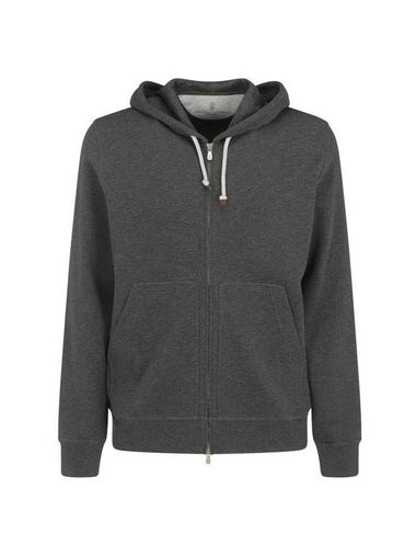 Tech Cotton Zip-Up Hoodie Dark Grey - BRUNELLO CUCINELLI - BALAAN 1