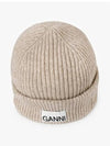 Women's Logo Wool Beanie Sand Beige - GANNI - BALAAN 4