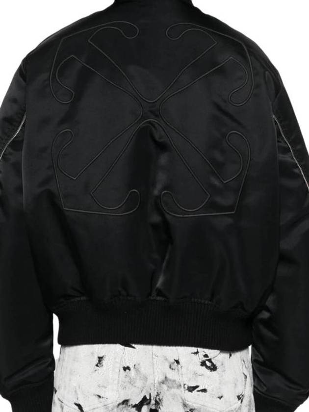 Embroidered Logo Padded Bomber Jacket Black - OFF WHITE - BALAAN 4