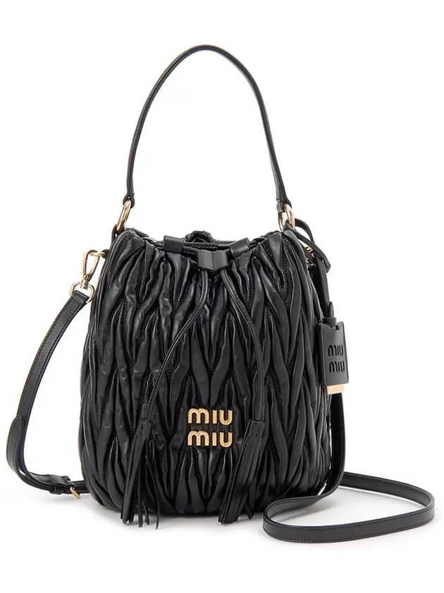 Matelasse Nappa Leather Bucket Bag Black - MIU MIU - BALAAN 3