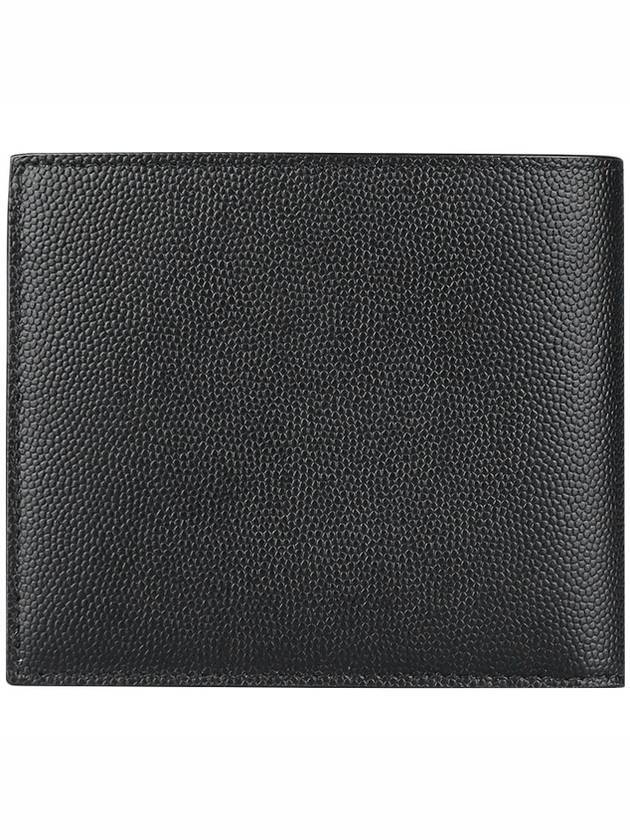 Classic Logo Textured Leather Half Wallet Black - SAINT LAURENT - BALAAN 4