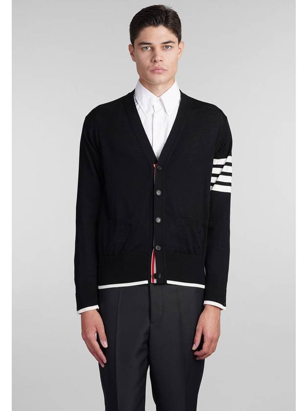 Wool 4-Bar Cardigan Black - THOM BROWNE - BALAAN 2