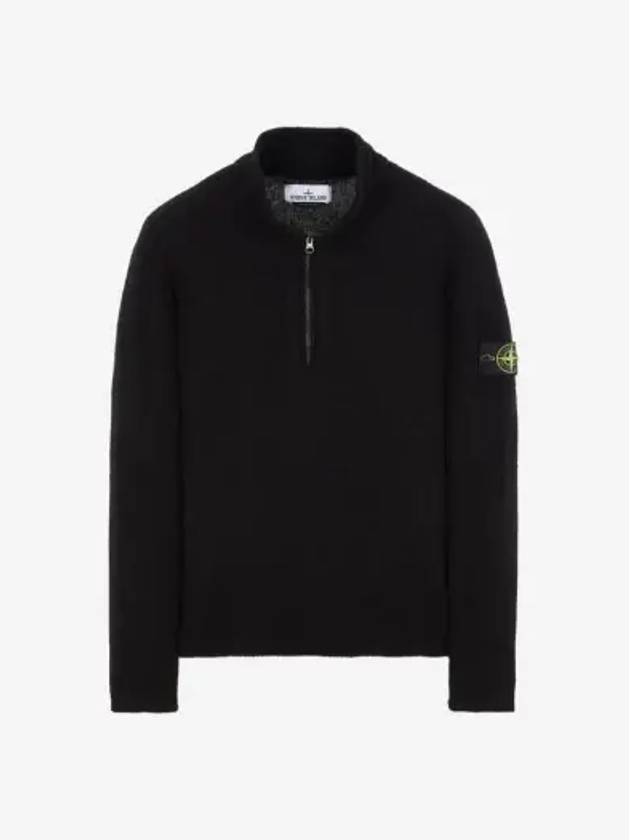 Wappen Patch Lambswool Half-Zip Knit Top Black - STONE ISLAND - BALAAN 3