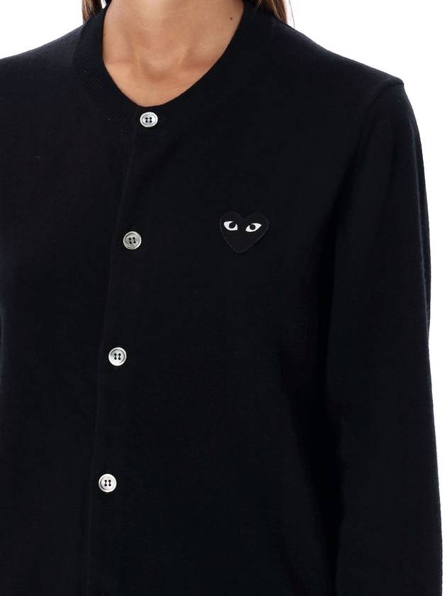 Black Heart Wappen Wool Round Neck Cardigan Black - COMME DES GARCONS PLAY - BALAAN 4