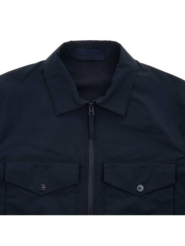 Compass Patch Cotton Overshirt Jacket Navy - STONE ISLAND - BALAAN.