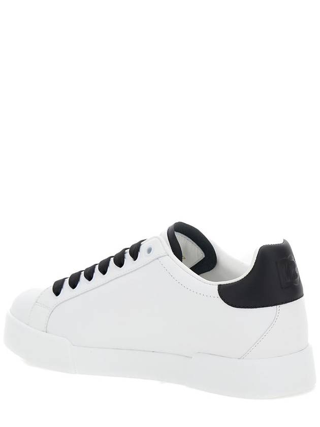 'Portofino' White Low Top Sneakers With Perforated Dg Logo In Leather Woman - DOLCE&GABBANA - BALAAN 3