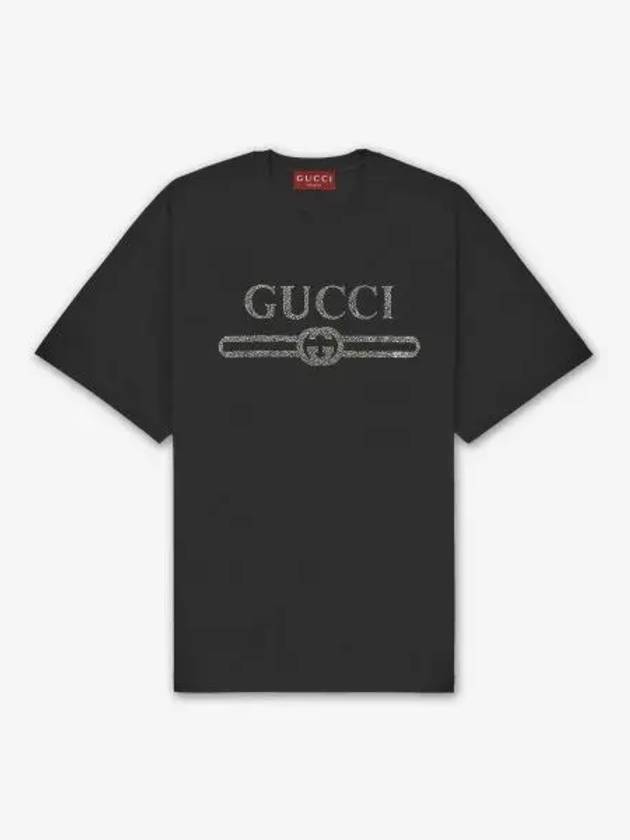 Embroidered Cotton Jersey Short Sleeve T-Shirt Black - GUCCI - BALAAN 2