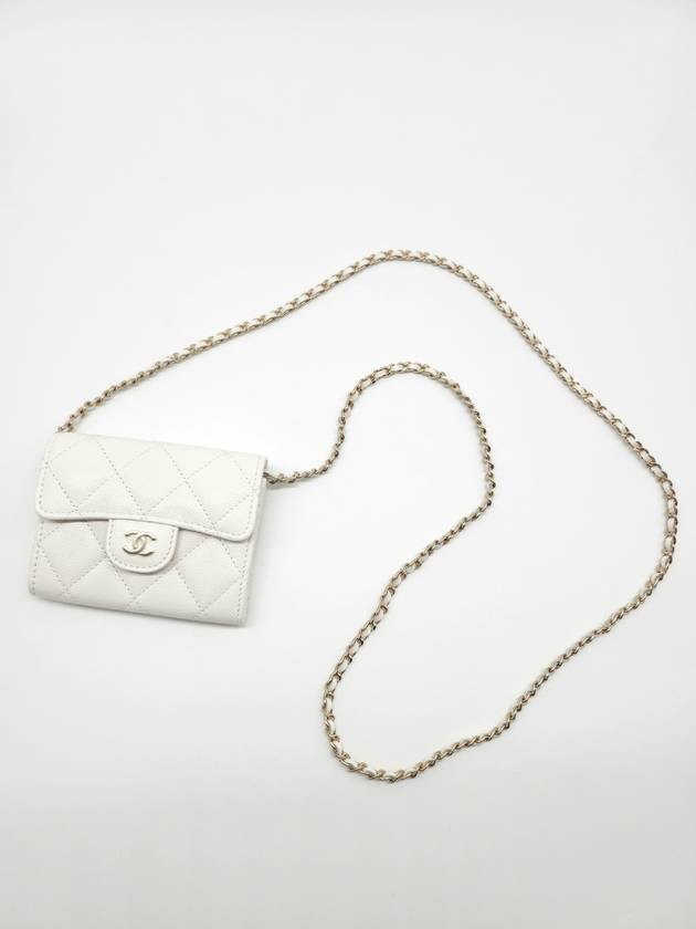 Classic gold caviar flap chain bifold wallet white - CHANEL - BALAAN 9