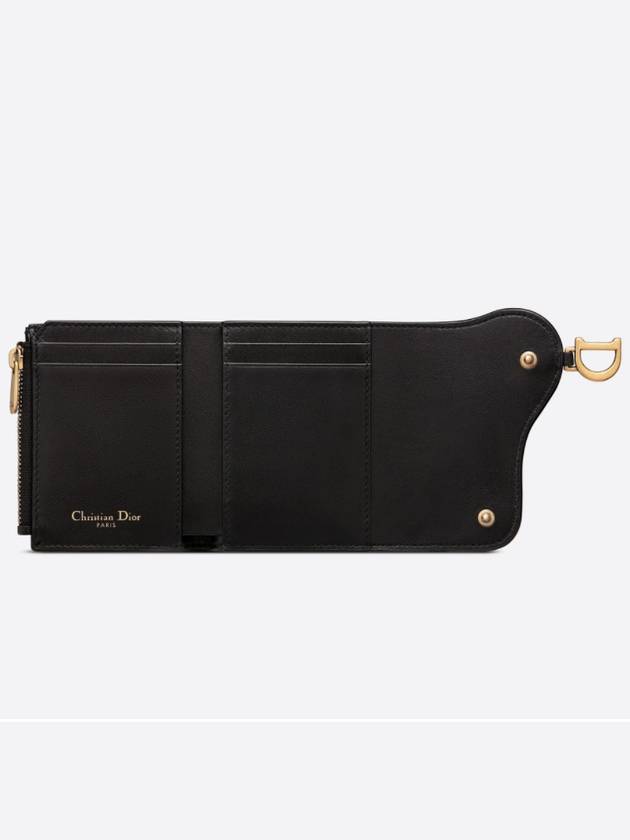 Saddle Lotus Trifold Bicycle Wallet Black - DIOR - BALAAN.