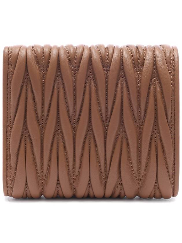 Matelasse Logo Nappa Leather Half Wallet Caramel - MIU MIU - BALAAN 5