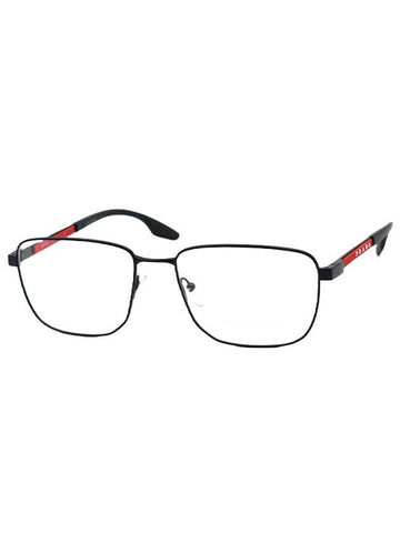 Eyewear Linearosa Logo Square Metal Frame Glasses Black - PRADA - BALAAN.