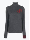 Logo Knit Wool Turtleneck Grey - PATOU - BALAAN 2