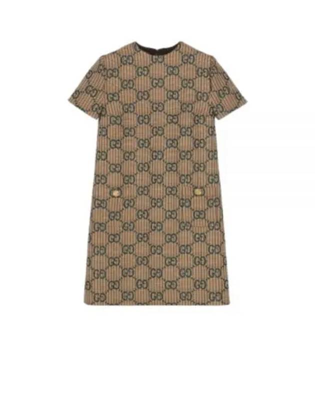 GG Wool Short Dress Green Beige - GUCCI - BALAAN 2