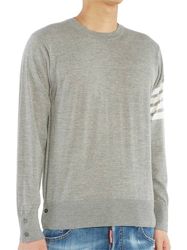 4 Bar Stripe Classic Wool Knit Top Light Grey - THOM BROWNE - BALAAN 4