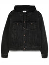 Logo Hooded Trucker Denim Jacket Black - CELINE - BALAAN 2