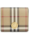 Check Small Leather Half Wallet Beige - BURBERRY - BALAAN 2