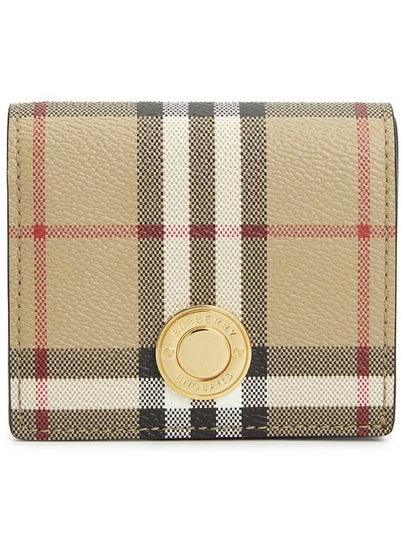 Check Small Leather Half Wallet Beige - BURBERRY - BALAAN 2