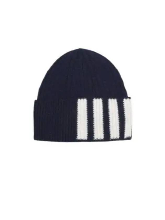 4 Bar Stripe Cashmere Beanie Navy - THOM BROWNE - BALAAN 2