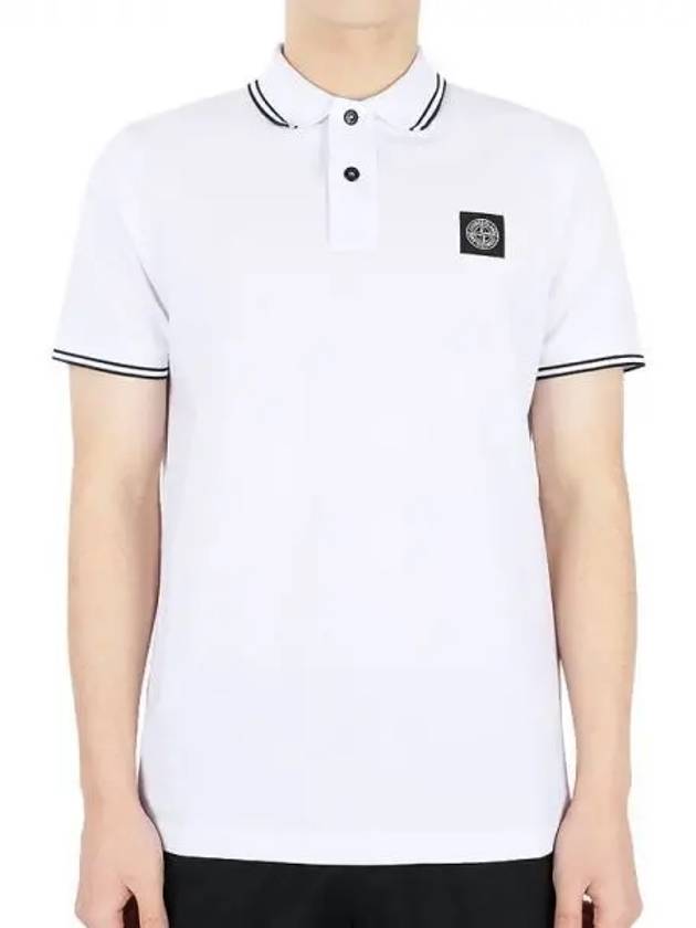 Stretch Cotton Pique Short Sleeve Polo Shirt White - STONE ISLAND - BALAAN 2