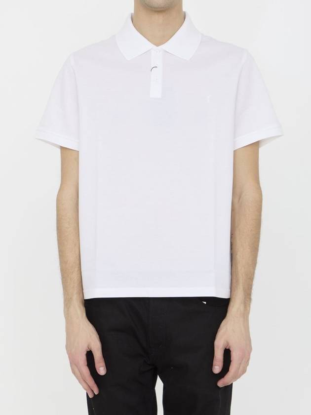 Men's Monogram Cotton Short Sleeve Polo Shirt White - SAINT LAURENT - BALAAN 2