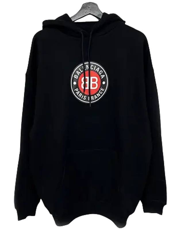 BB Logo Round Print Hoodie Black - BALENCIAGA - BALAAN 2