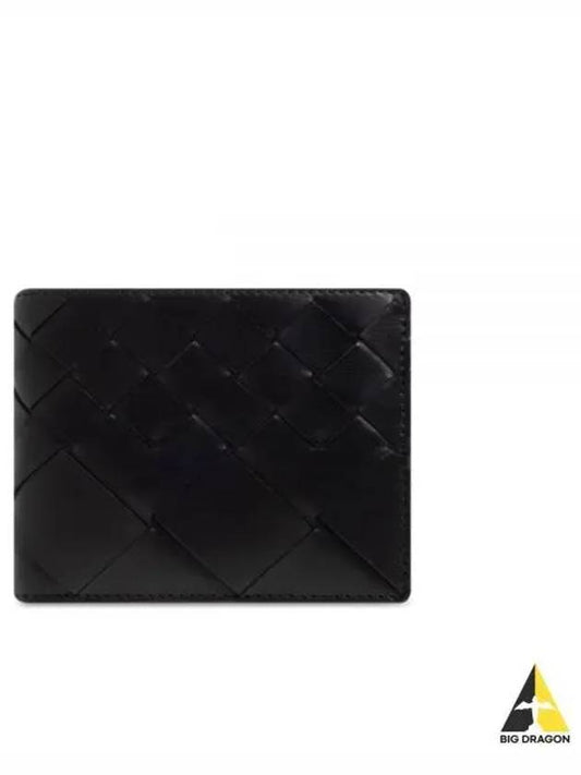 Intrecciato Leather Bi Fold Half Wallet Black - BOTTEGA VENETA - BALAAN 2