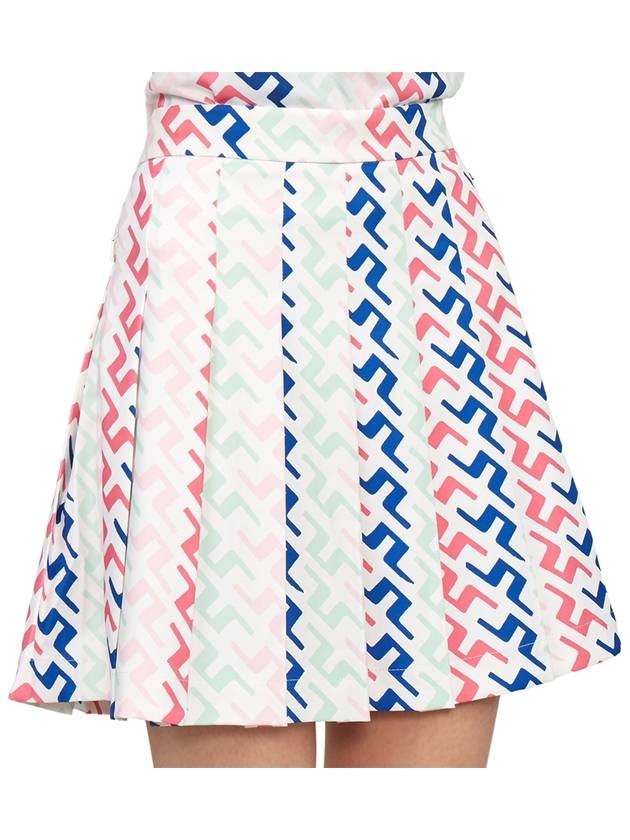 Women's Adina Print Pleated Skirt Pink Painted Bridge - J.LINDEBERG - BALAAN 10