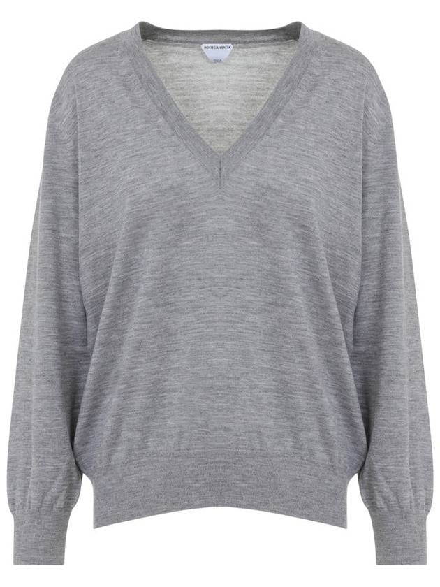 V neck cashmere knit top gray - BOTTEGA VENETA - BALAAN 2