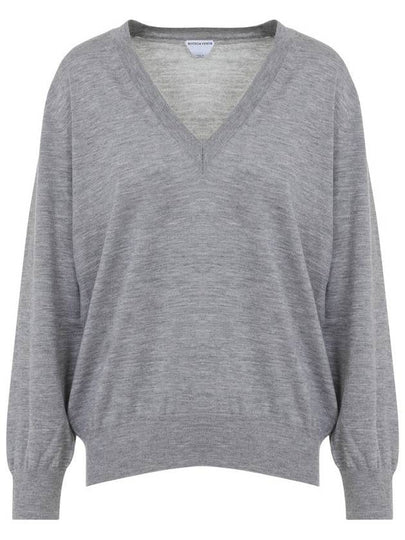 V neck cashmere knit top gray - BOTTEGA VENETA - BALAAN 2