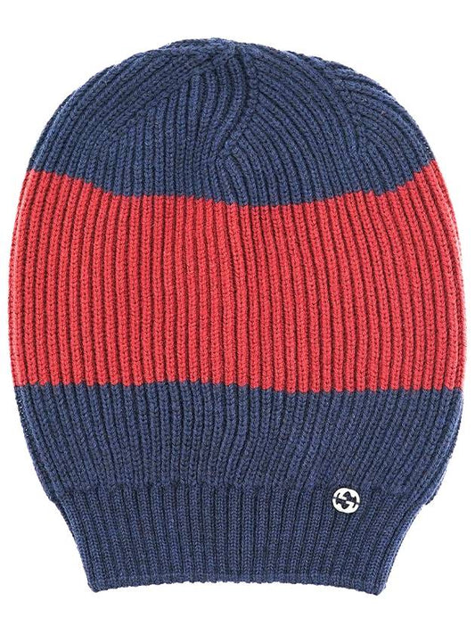 logo wool beanie navy red - GUCCI - BALAAN 2