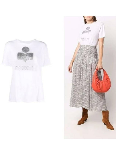 Zewel Logo Print Linen Short Sleeve T-Shirt White - ISABEL MARANT - BALAAN 2