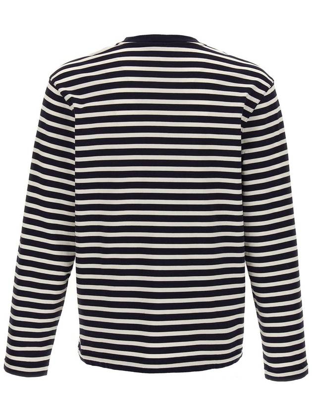 Fox Head Stripe Long Sleeve T-Shirt Navy - MAISON KITSUNE - BALAAN 3