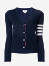 4-Bar V-Neck Cashmere Cardigan Navy - THOM BROWNE - BALAAN 2