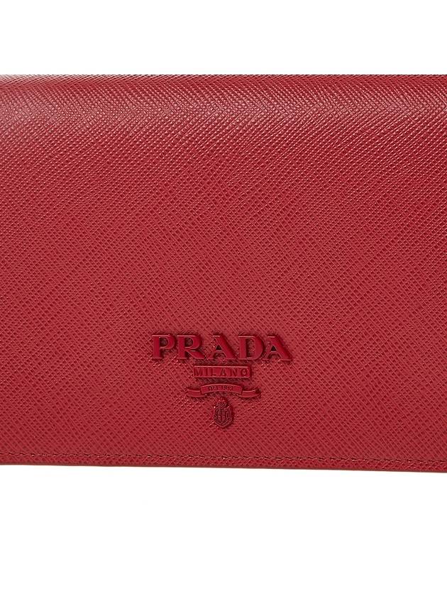 Monochrome Saffiano Leather Chain Mini Shoulder Bag Red - PRADA - BALAAN.