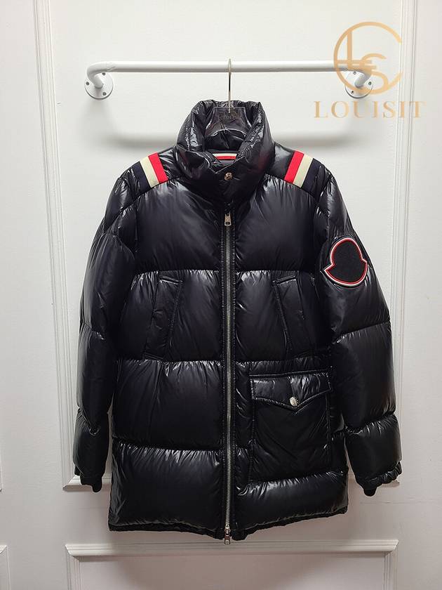 Used luxury goods Lewis It 1 Moncler black mancora three stripe big logo padded jumper - MONCLER - BALAAN 1