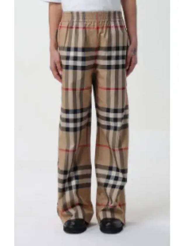 Check Cotton Straight Pants Beige - BURBERRY - BALAAN 2