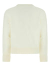 Intarsia Big Heart Logo Oversized Virgin Wool Cardigan White - AMI - BALAAN 3