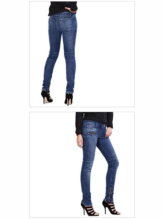 WoMen's Biker Skinny Jeans Blue - BALMAIN - BALAAN 4