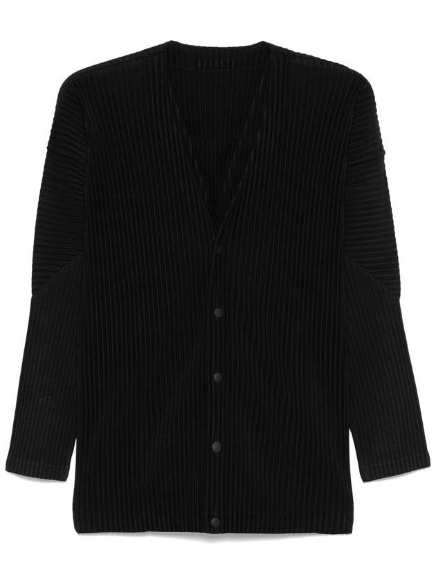 V-Neck Pleat Cardigan Black - ISSEY MIYAKE - BALAAN 2