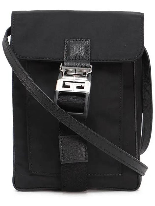 logo applique leather trim nylon cross bag black - GIVENCHY - BALAAN 1