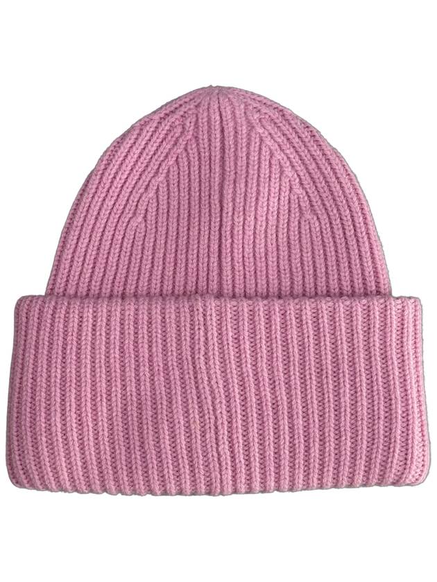 Face Patch Ribbed Wool Beanie Bubble Pink - ACNE STUDIOS - BALAAN 3