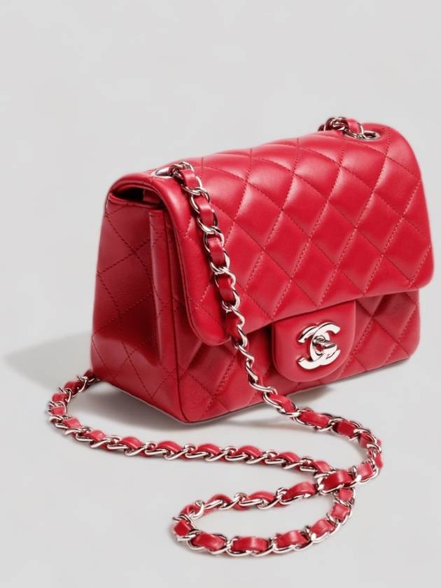 Classic Flap Bag Red Lambskin Champagne Gold A35200 - CHANEL - BALAAN 3