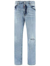 Distressed Straight Jeans Light Blue - DSQUARED2 - BALAAN 2