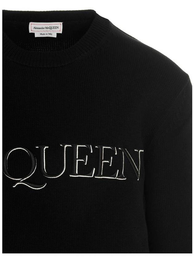 Embroidered Logo Knit Top Black - ALEXANDER MCQUEEN - BALAAN 6