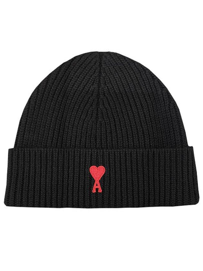 Heart Logo Wool Beanie Black - AMI - BALAAN 2