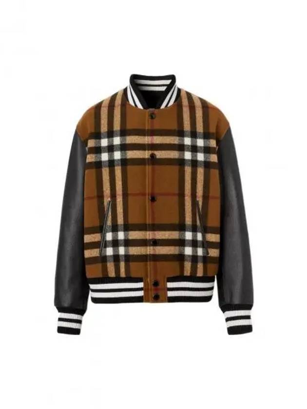 Men's Check Logo Bomber Jacket Brown - BURBERRY - BALAAN 2