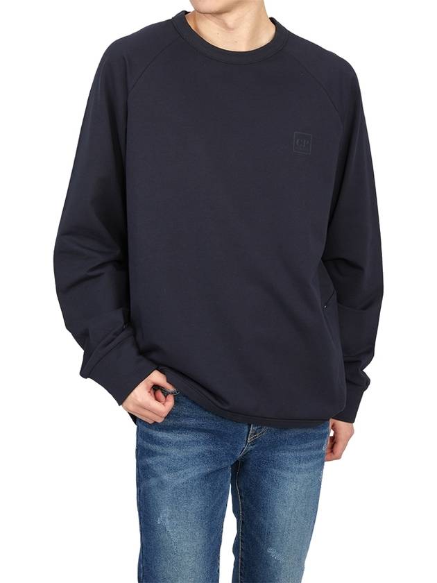 Metropolis Rubber Logo Sweatshirt Navy - CP COMPANY - BALAAN 6