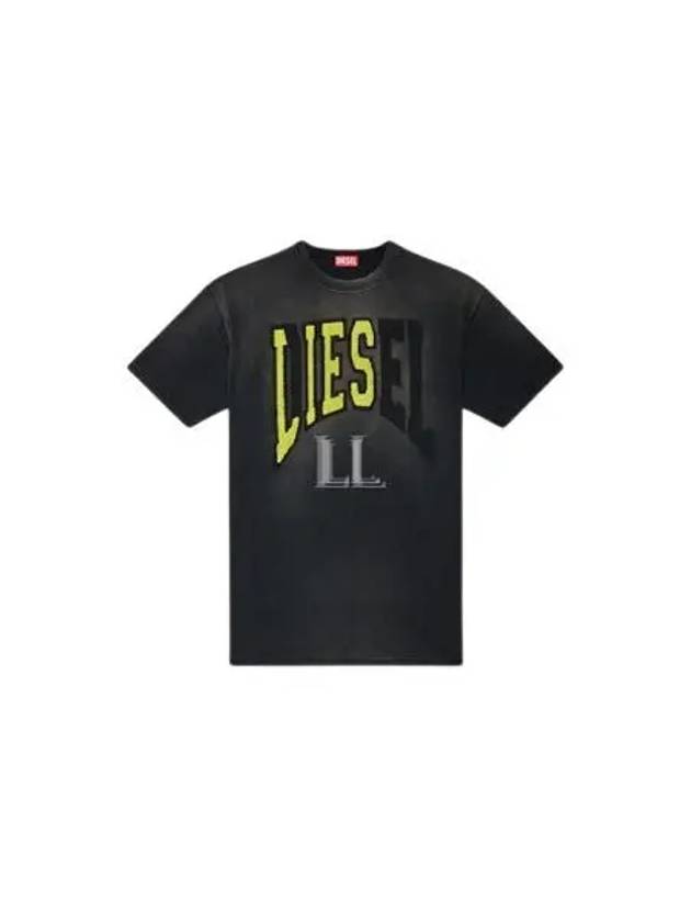 T Wash N Oversized Lies Logo Short Sleeve T-Shirt Black - DIESEL - BALAAN 2